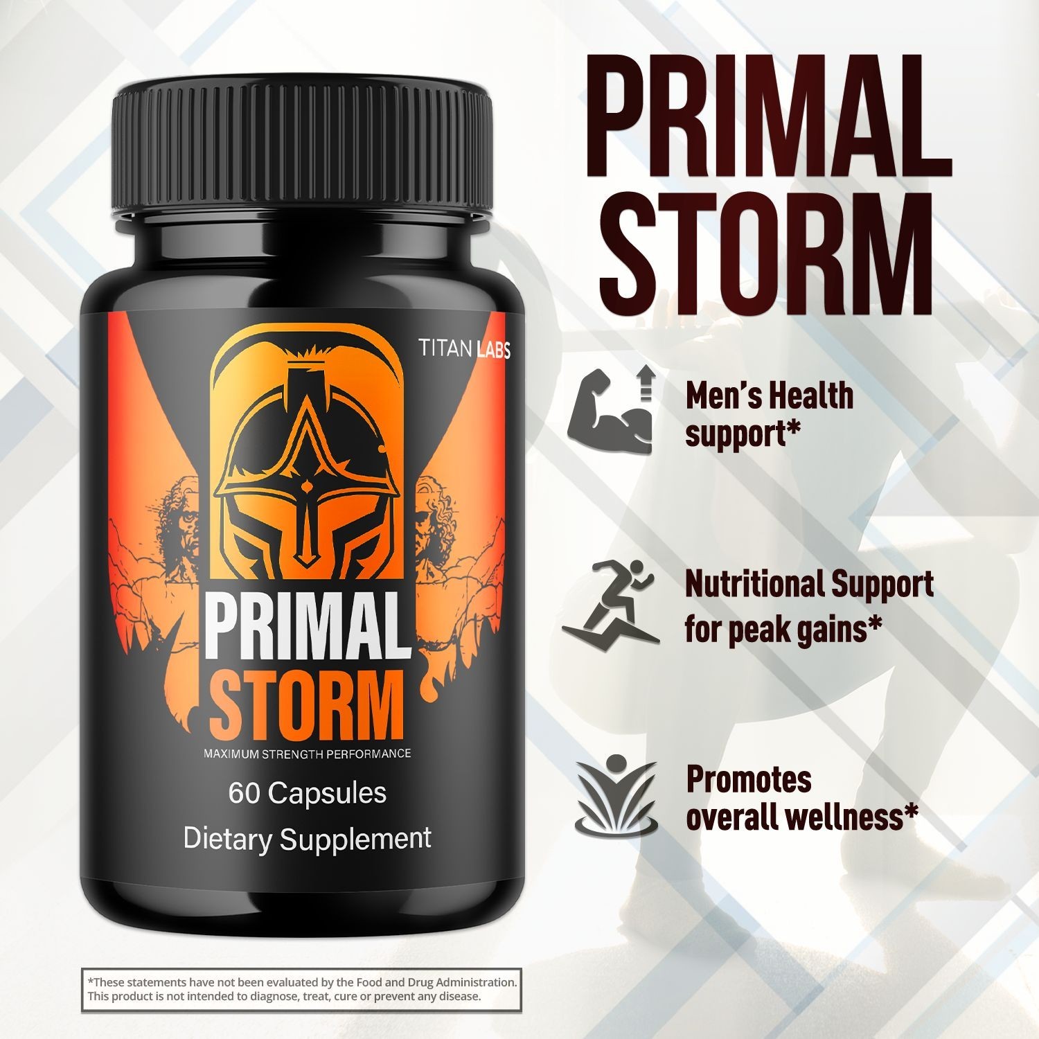 (1 Pack) Primal Storm Advanced Male Support Supplement PrimalStorm 60 Capsules