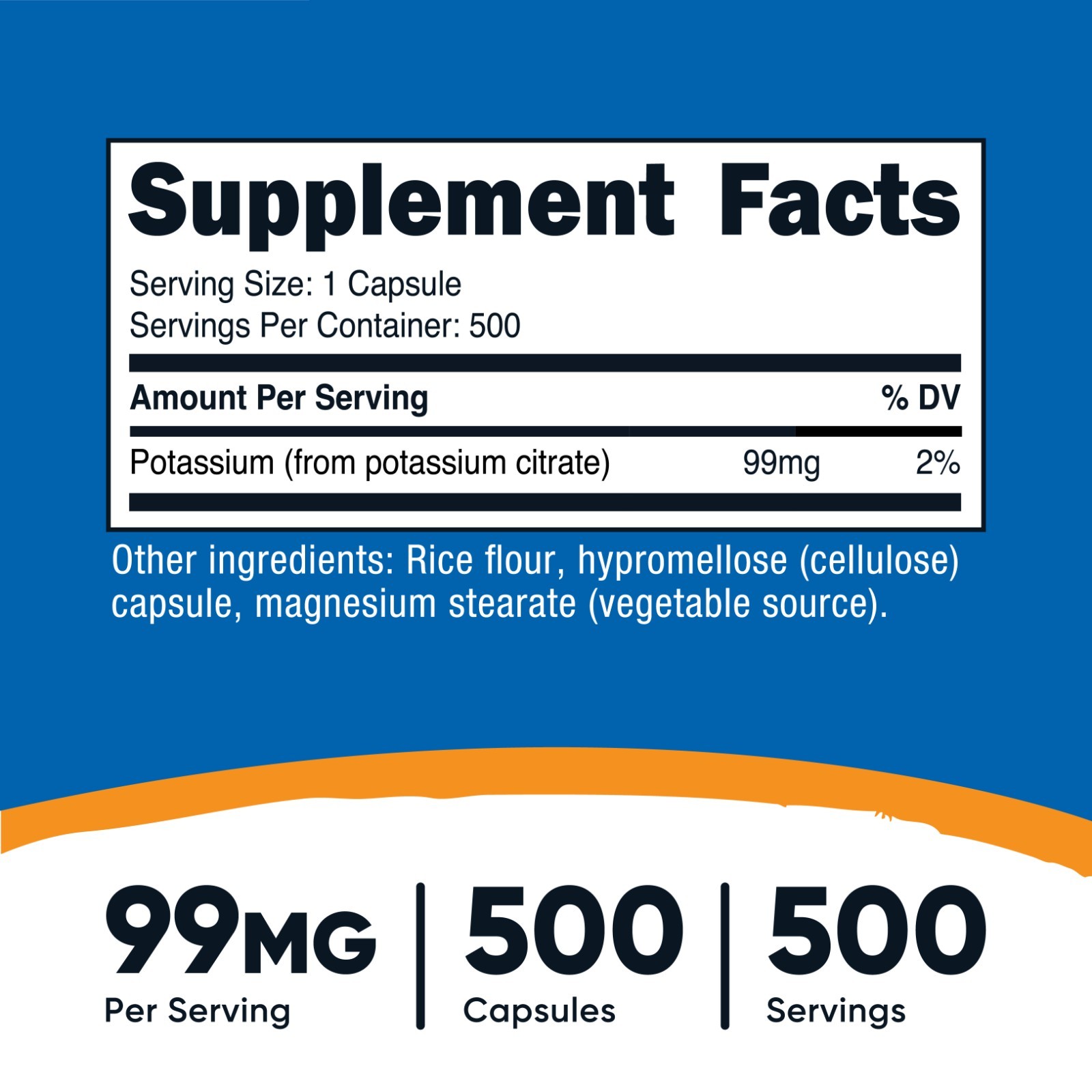 Nutricost Potassium Citrate 99mg, 500 Capsules – Gluten Free & Non-GMO