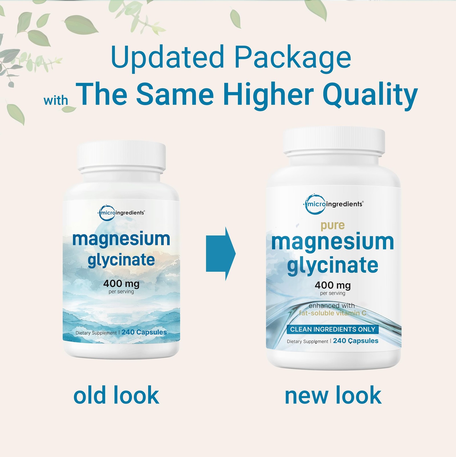 Micro Ingredients Pure Magnesium Glycinate 400mg Per 240 Count (Pack of 1)