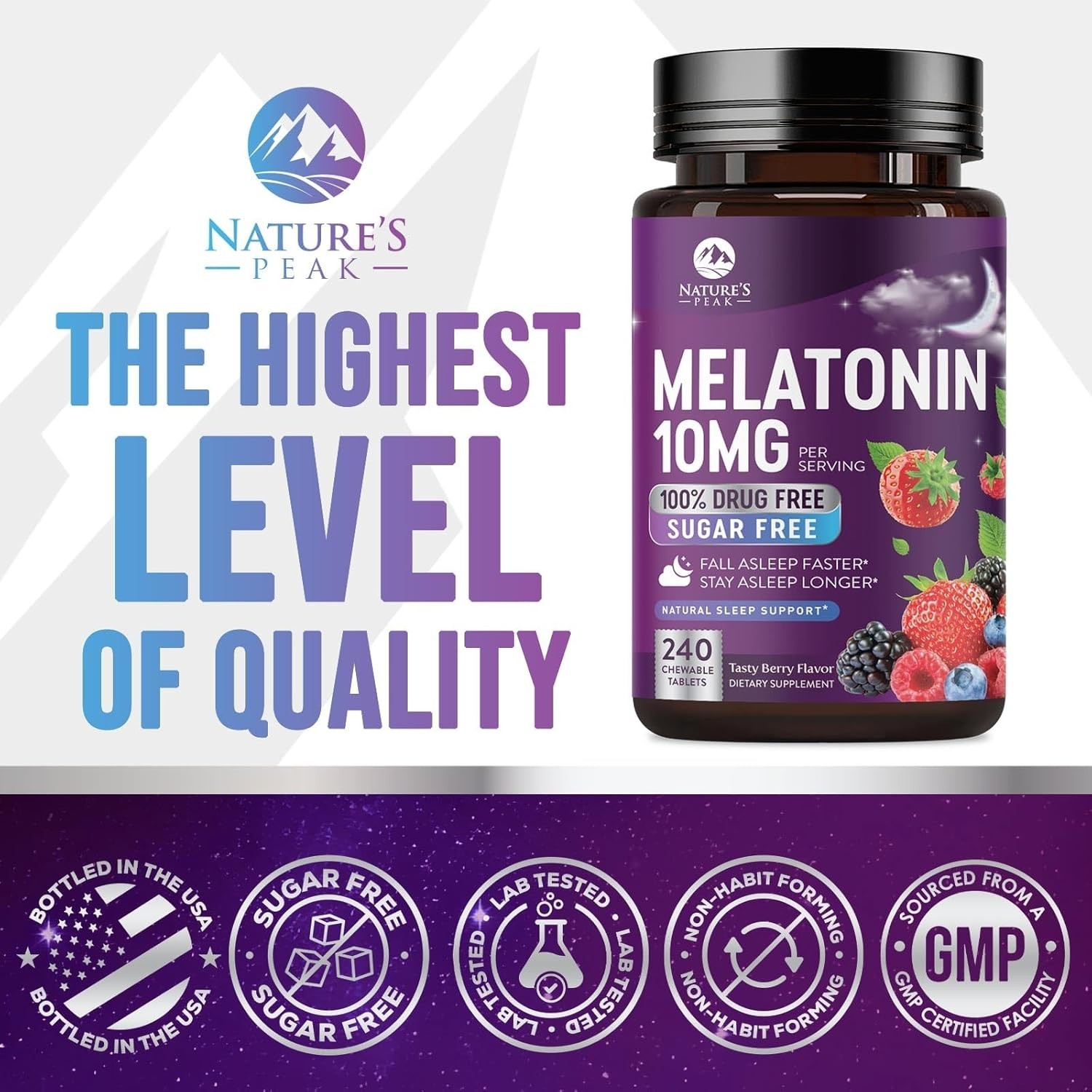 Melatonin 10mg Sleep Supplements for Adults – Max Strength, Fast Dissolve 10 mg