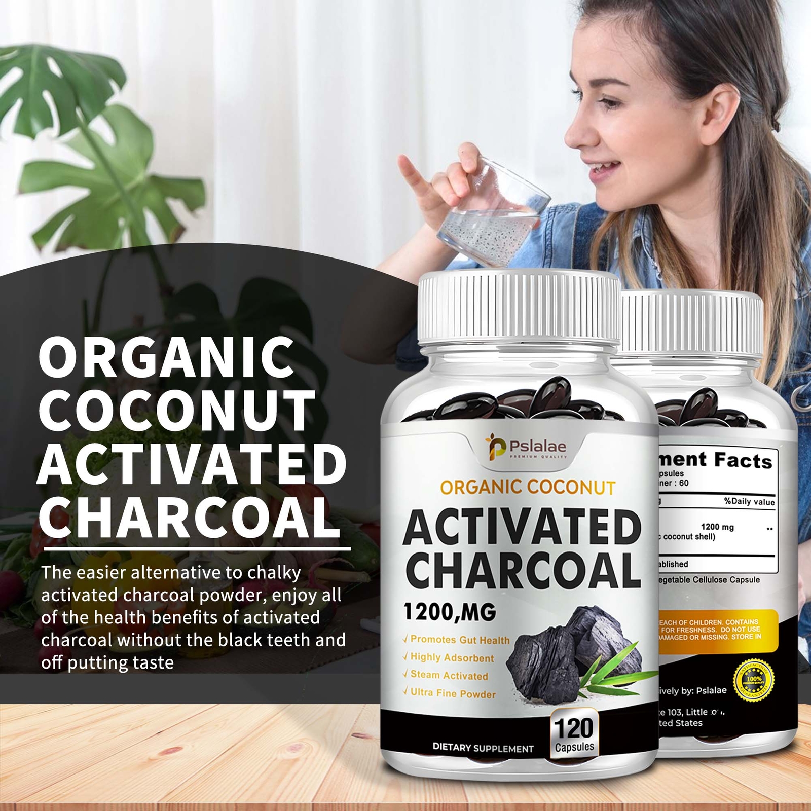 Activated Charcoal 1200mg – Highly Absorbent Detox Cleanse, Digestive Health