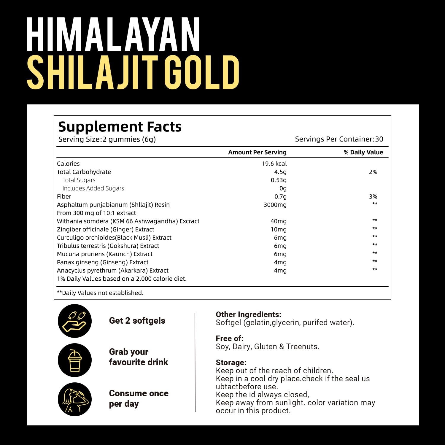 Himalayan9 Shilajit Gummies with 60 Count (Pack of 1), 1 Bag / 60