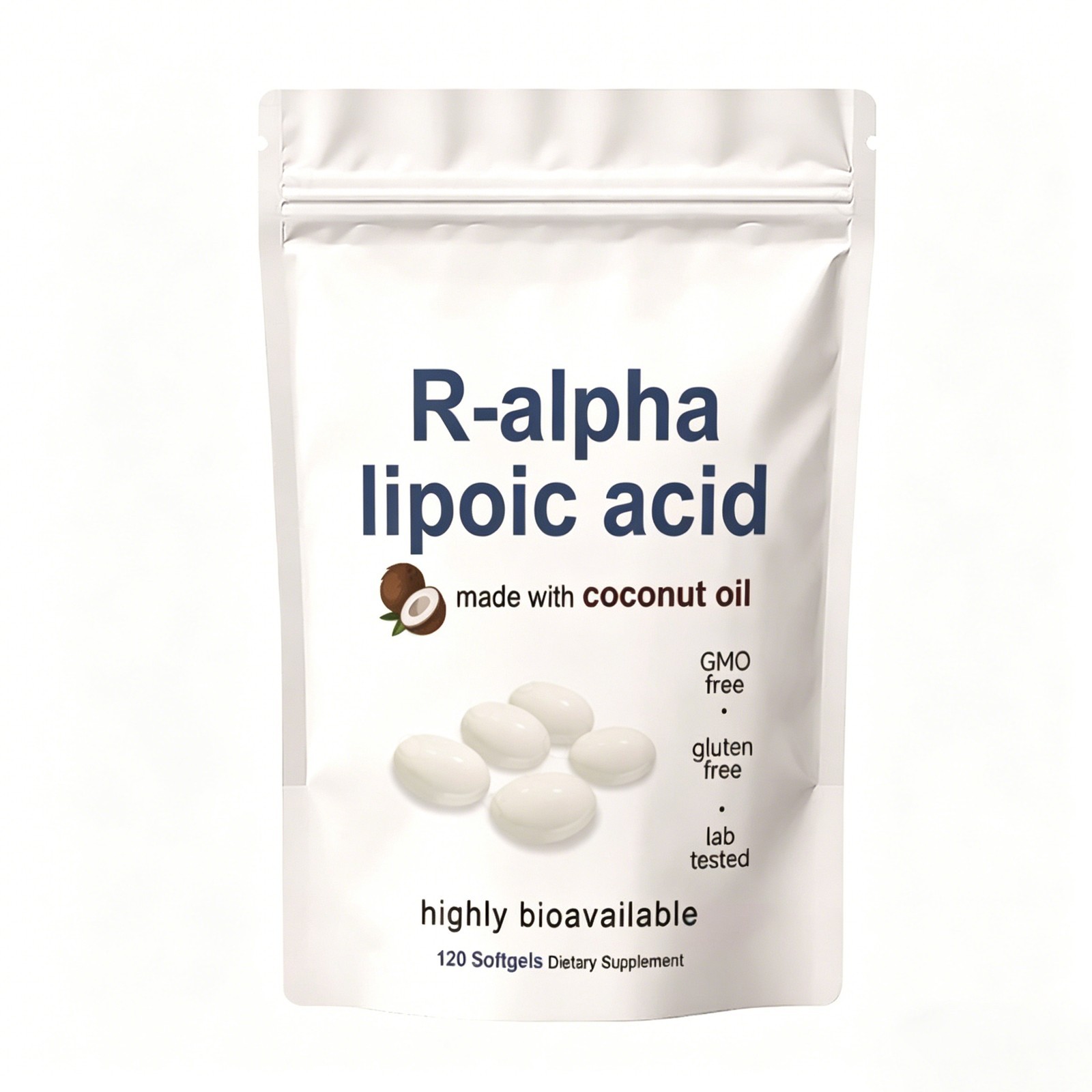 R-alpha Lipoic Acid 600mg with MCT Oil, 120 Softgels, Antioxidant Support