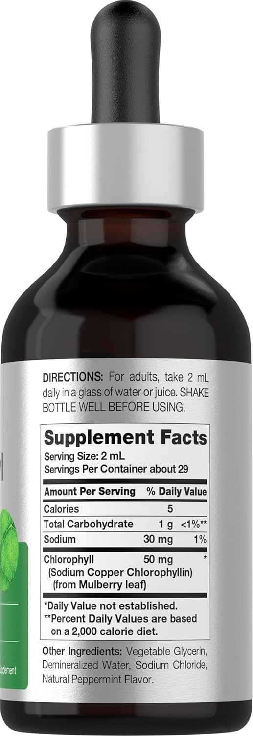 Liquid Chlorophyll Drops – 2 fl oz Supplement with Peppermint Flavor