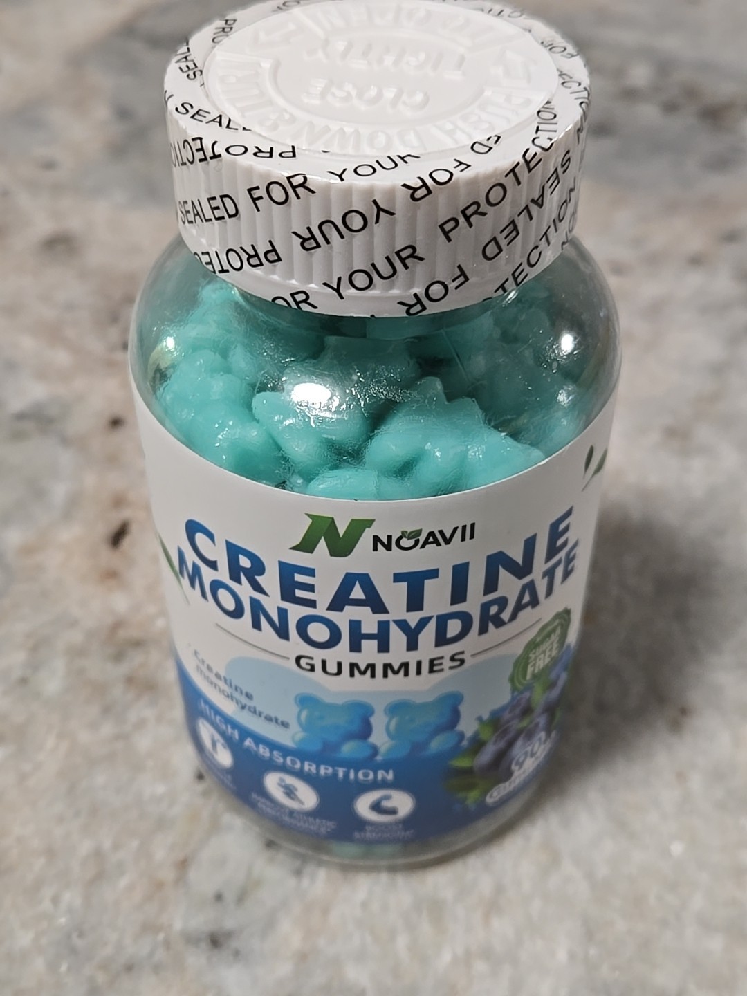 Lot of 2 Novaii Creatine Monohydrate Gummies 5000Mg Unisex, 90ct Blueberry