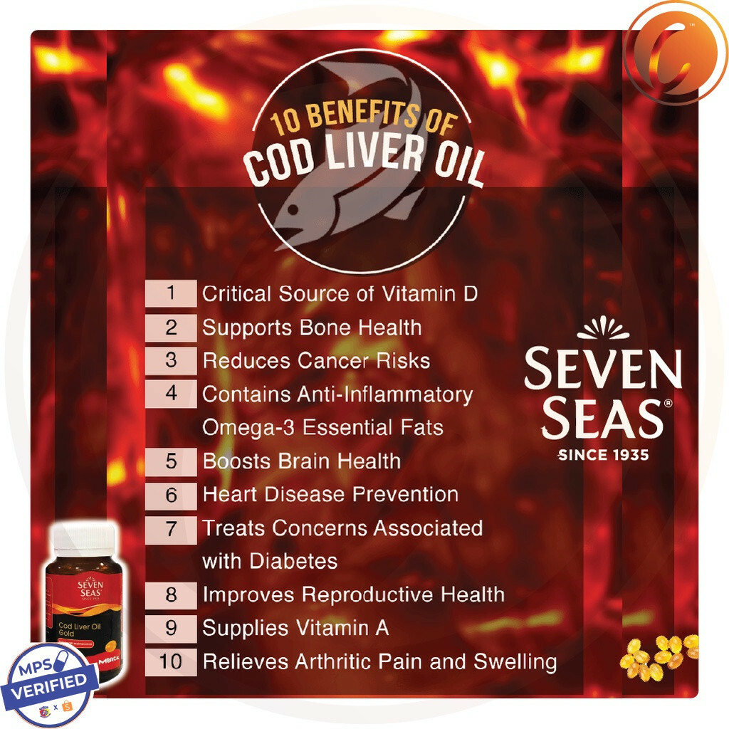 Seven Seas Cod Liver Oil Gold 200 Capsules (2 x 100s) Heart Joint Immune Health
