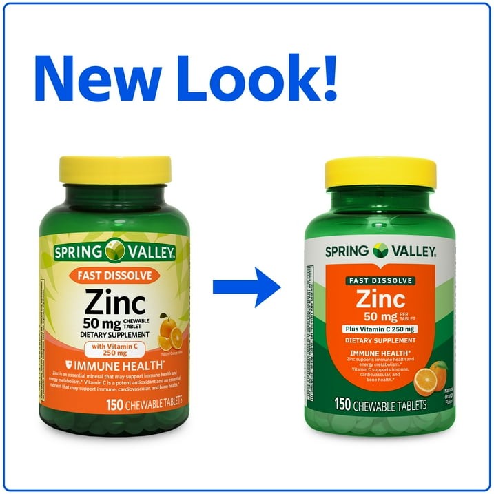 Spring Valley Fast Dissolve Zinc with Vitamin C Orange Tablets 150 Count