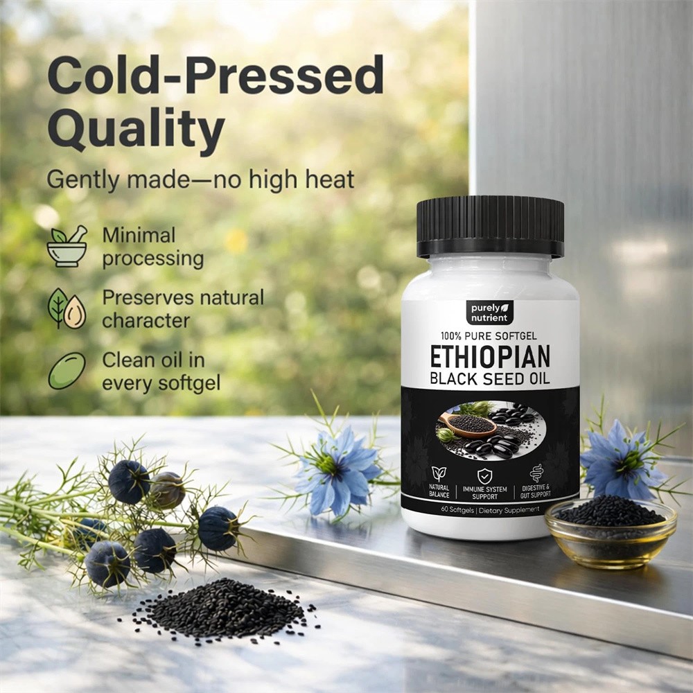 Ethiopian Black Seed Oil Softgels |4.64% Thymoquinone |Gluten-Free, 60 capsules