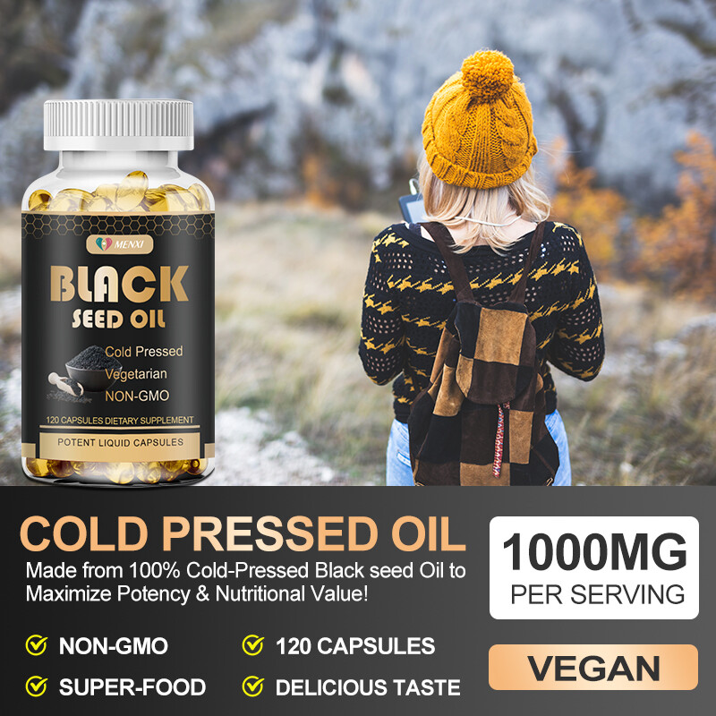 1000mg Black Seed Oil Capsules Cold Pressed – Immune Support 120Capsules Non GMO