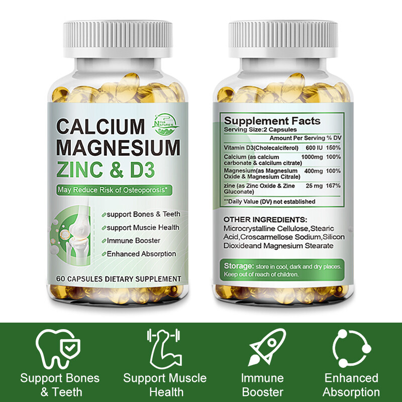 NEW Calcium Magnesium Zinc with Vitamin D3 Support Strong Bone & Muscle Health
