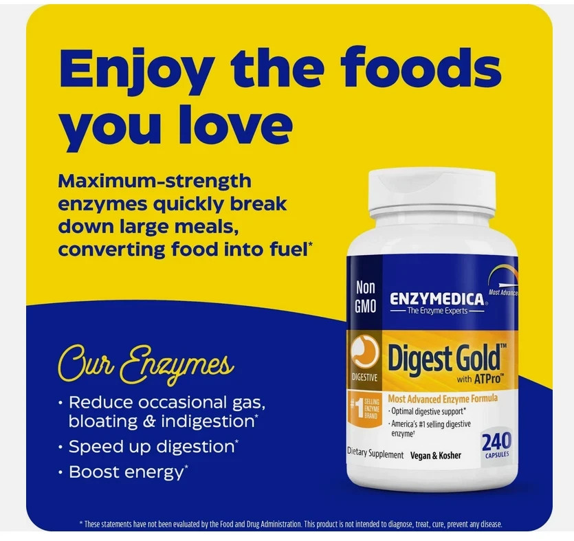 2 Pack Enzymedica Digest Gold Advanced Support 240 Capsules! Exp 07/2027