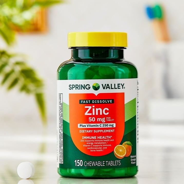 Spring Valley Fast Dissolve Zinc with Vitamin C Orange Tablets 150 Count