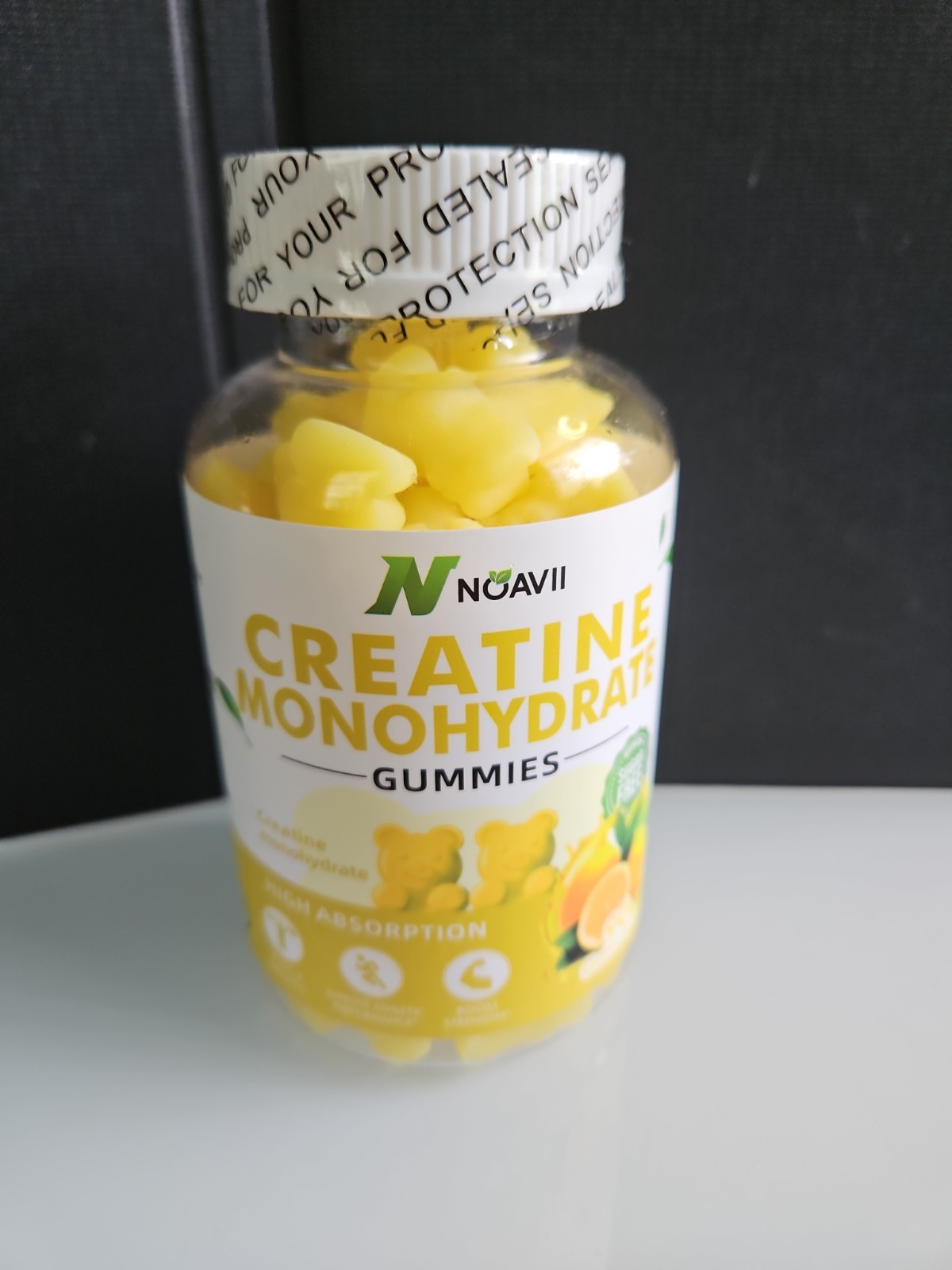Noavii Creatine Monohydrate Gummies, 5000mg, Lemon Flavor, Unisex, 90ct