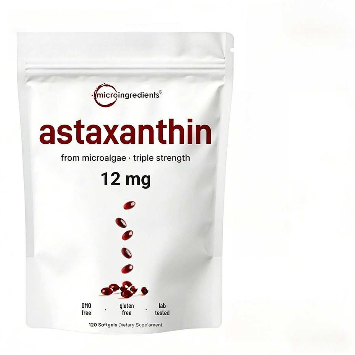 Micro Ingredients Astaxanthin 12mg Softgels Organic Tanning, Easy to Swallow