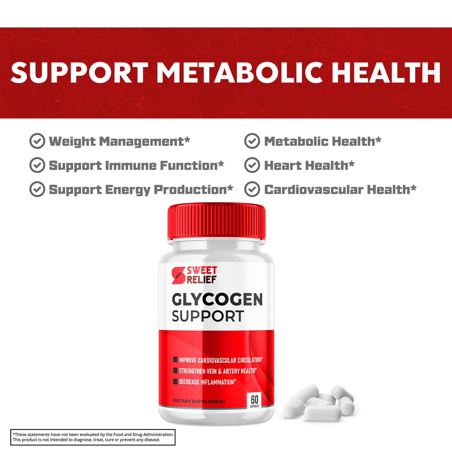 (2 Pack) Sweet Relief Glycogen Support Capsules, Sweet Relief (120 Capsules)