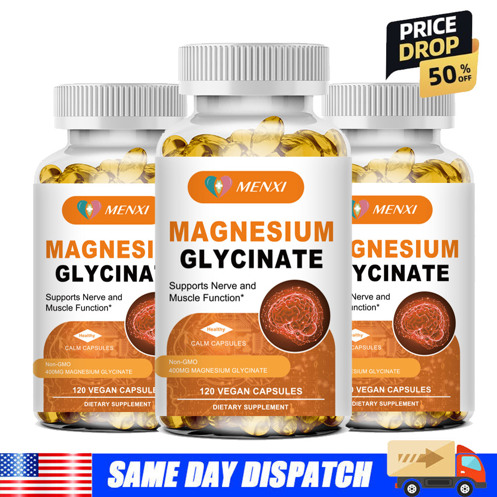 Magnesium Glycinate 400mg 360 Capsules For Sleep Stress Relief Support Bone Lot