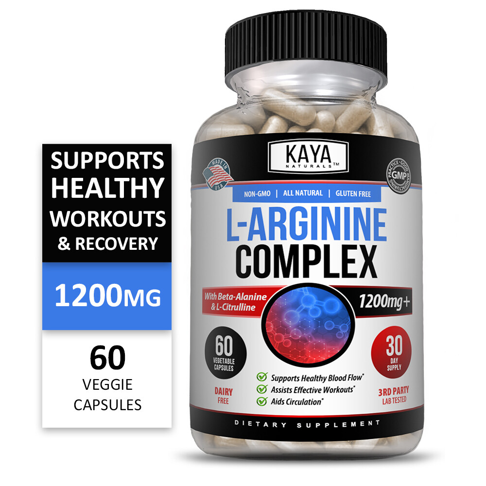 L-Arginine 60 Nitric Oxide, Testosterone Booster, ED Support 2400 mg