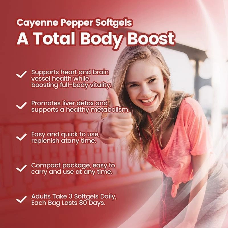 Cayenne Pepper Softgels Supplement, Supports Leg Vein, 240 Softgels /1 Bag US
