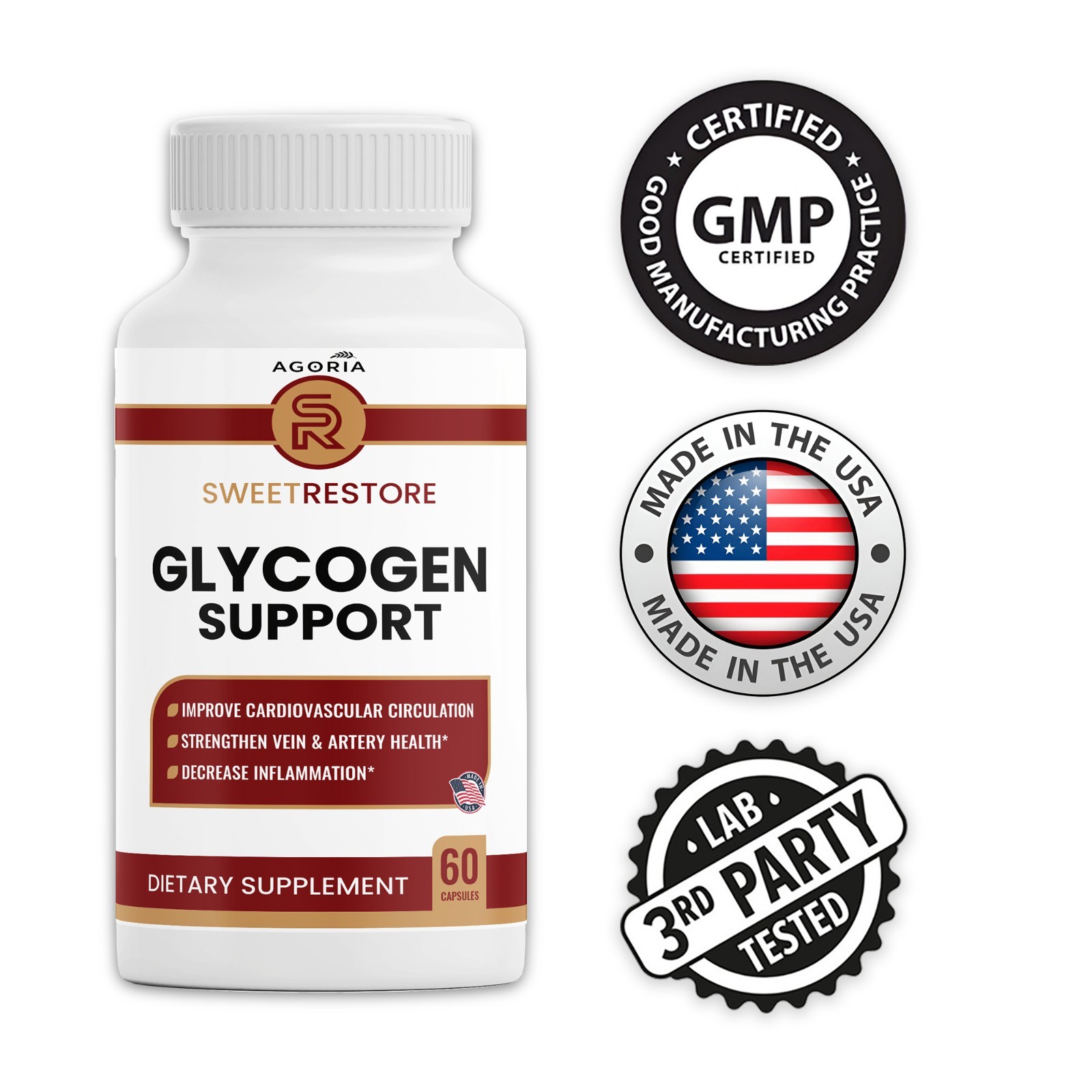 (1 PACK) Sweet Restore Glycogen Support Capsules, Joint Support (60 Capsules)