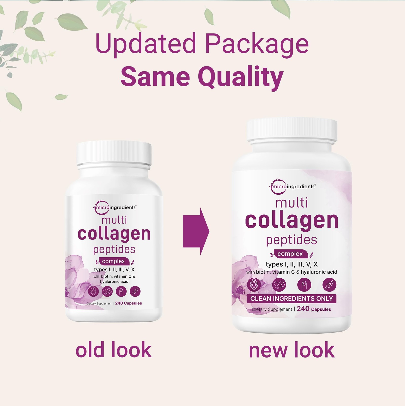 Micro Ingredients 2 Pack Multi Collagen Pills for Women 240 Count (Pack of 2)