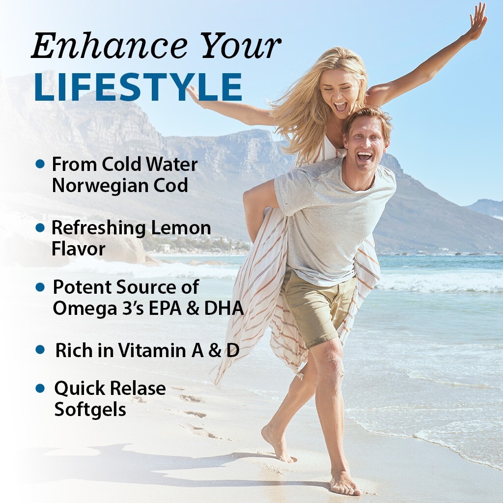 Vitamatic Norwegian Cod Liver Oil 1250mg 120 Softgels (Lemon Flavor)