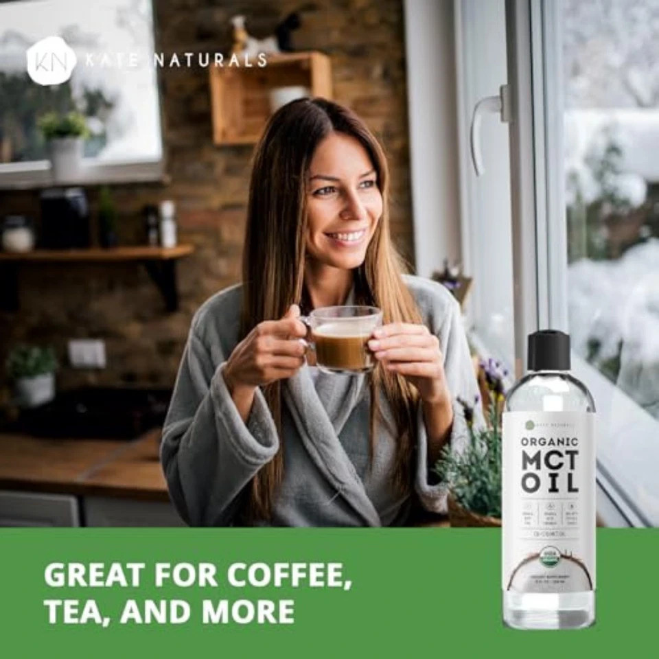 Kate Naturals Organic MCT Oil 8oz Pure Coconut C8 C10 Unflavored Coffee