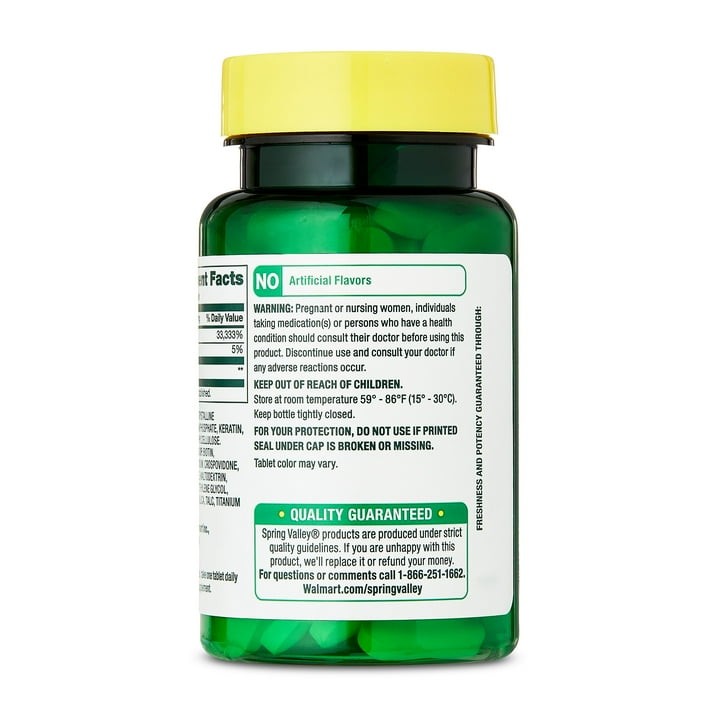 Spring Valley Biotin 10000mcg Keratin Hair Skin Nails Tablets 60 Count