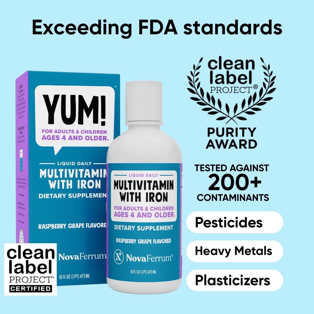 NovaFerrum Yum 16 Fl Oz | Multivitamin with Iron for 16 (Pack of 1)
