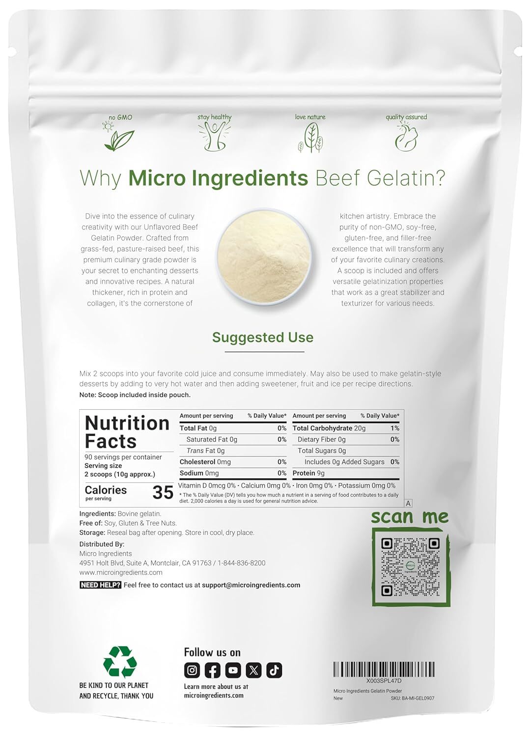 Beef Gelatin Powder, 2Lb (32Oz) | Premium Source from Grass-Fed & Pasture Raised