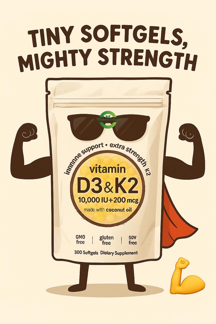 (Pack Of 3) Vitamin D3 10000 iu Plus K2 200 mcg, 300 Virgin Coconut Oil Softgels