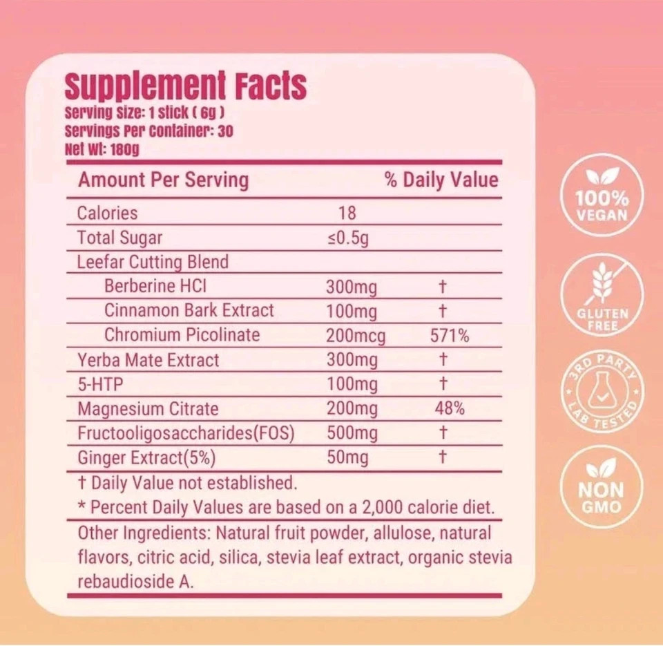 Cutting Drink Mix – Berberine+Yerba Mate, Boost Metabolism Gut Health Supplement