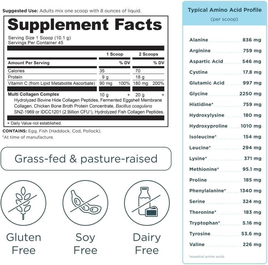 Ancient Nutrition Multi Collagen Protein Powder Probiotics Skin Hair Nails 16oz