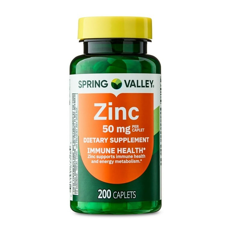 Spring Valley Zinc 50 mg 200 Caplets Immune Support Dietary Supplement