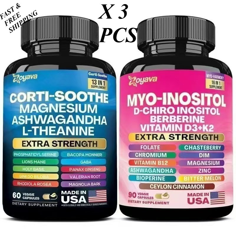 LUXRY Soothe&Smooth Bundle – Zoyava Cortisol Myo-Inositol All-in-One Supplement