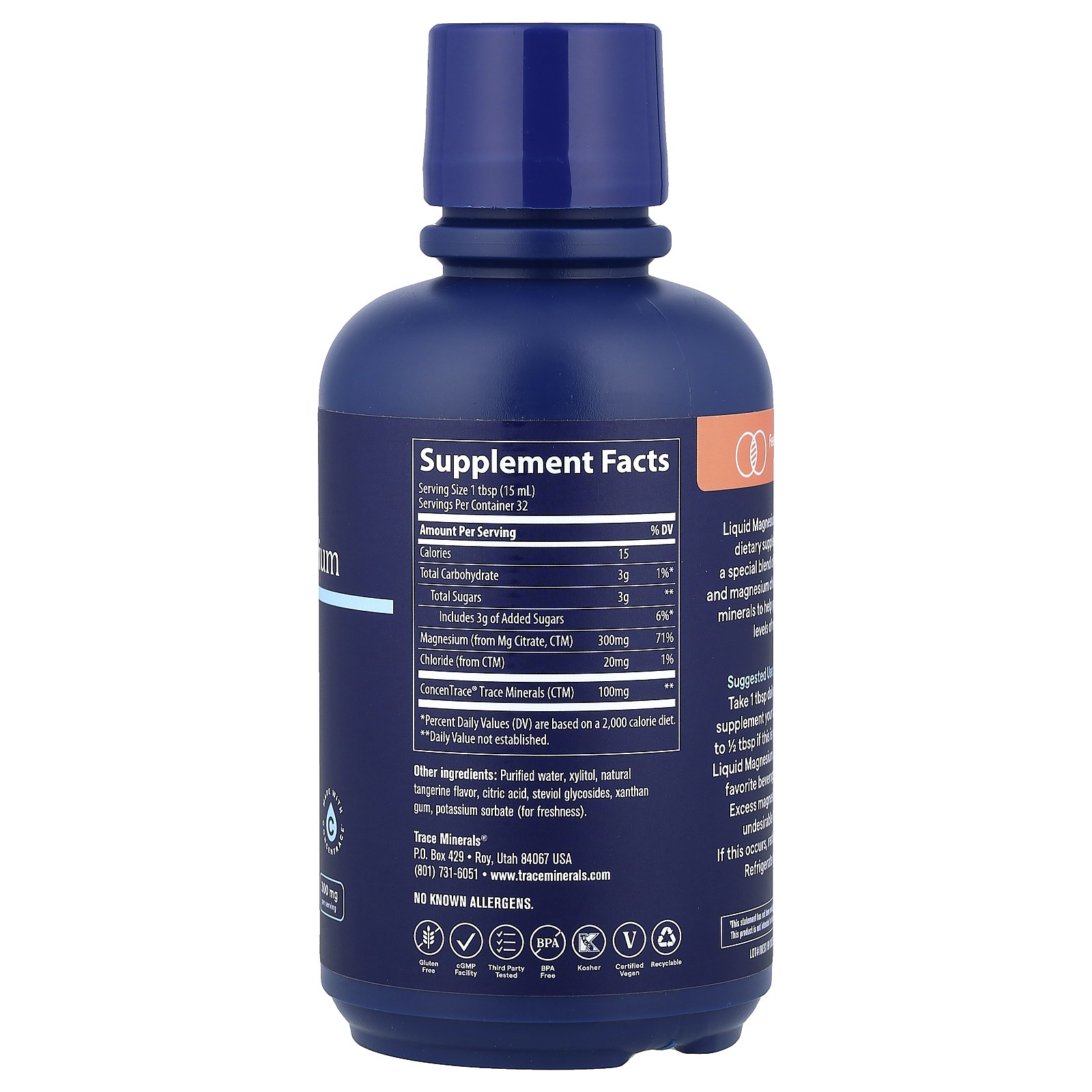 Liquid Magnesium, Tangerine, 300 mg, 16 fl oz (473 ml)