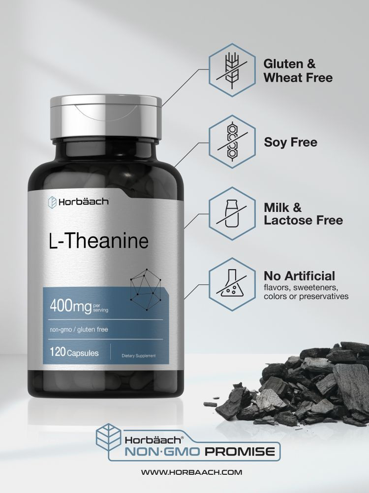 L Theanine 400mg | 120 Capsules | Non-GMO & Gluten Free | by Horbaach