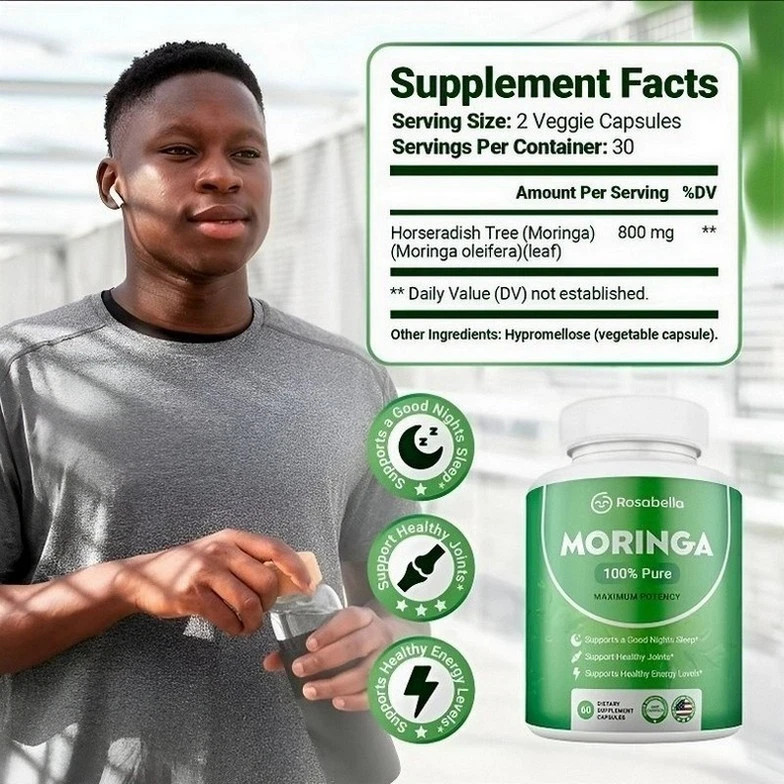 3PACKS RosabeIIa Superfood Capsules-Pure Moringa Powder, Skin&Gut Health Moringa