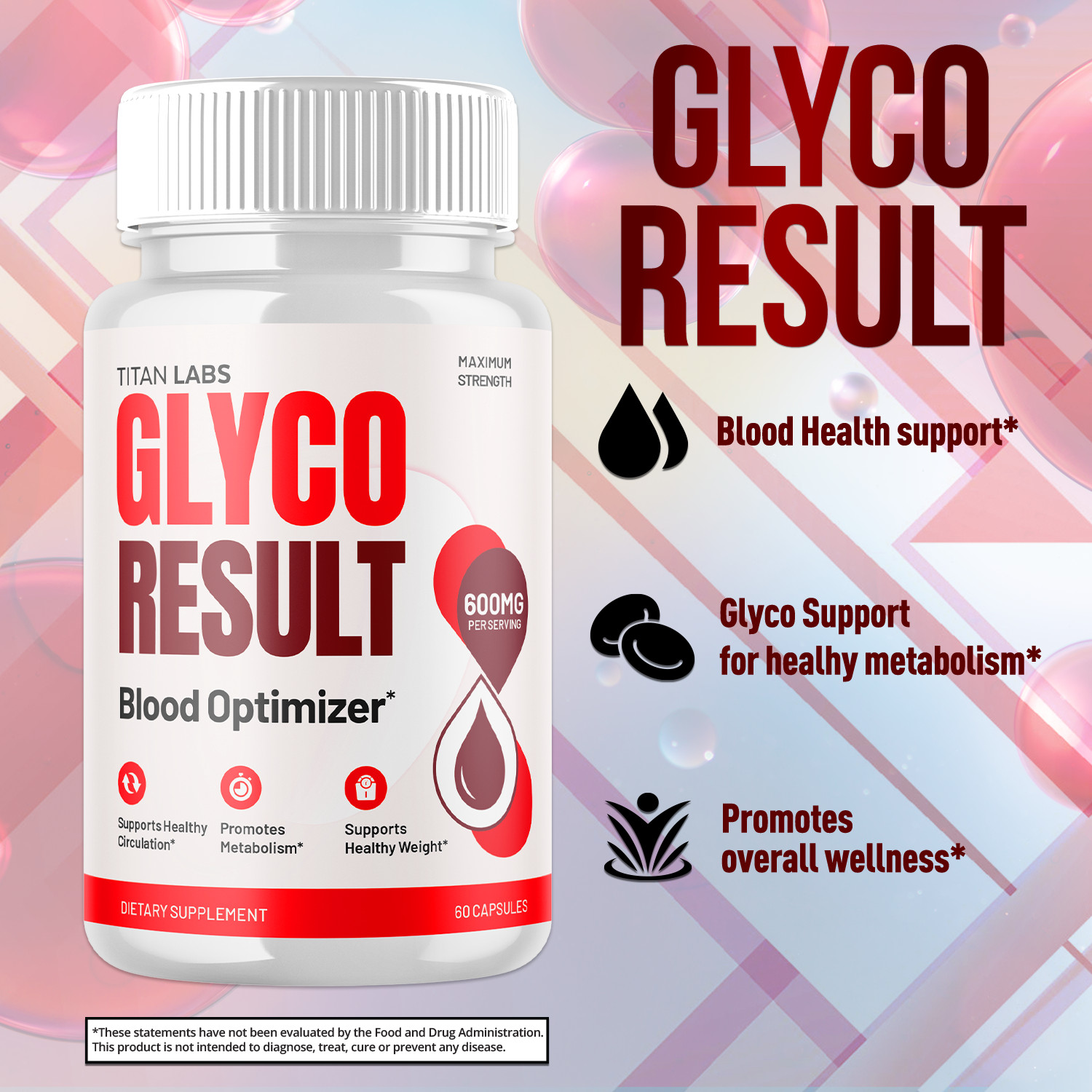 (1 Pack) Glyco Result Advanced Blood Health Support Formula GlycoResult 60 Caps
