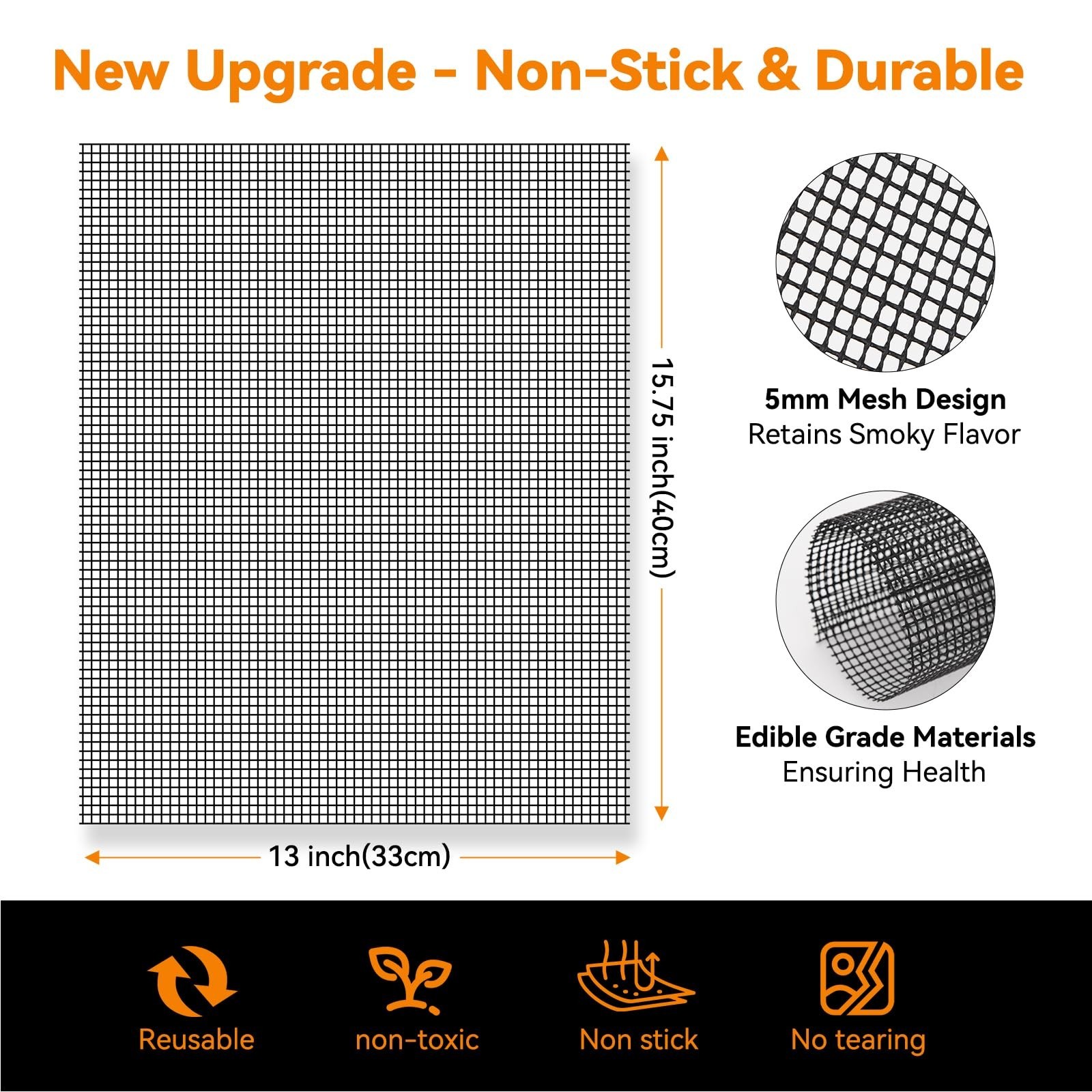 Dailyart Grill Mesh Mat – Set of 5 Non-Stick Mesh Grill Mats for Outdoor Gril…