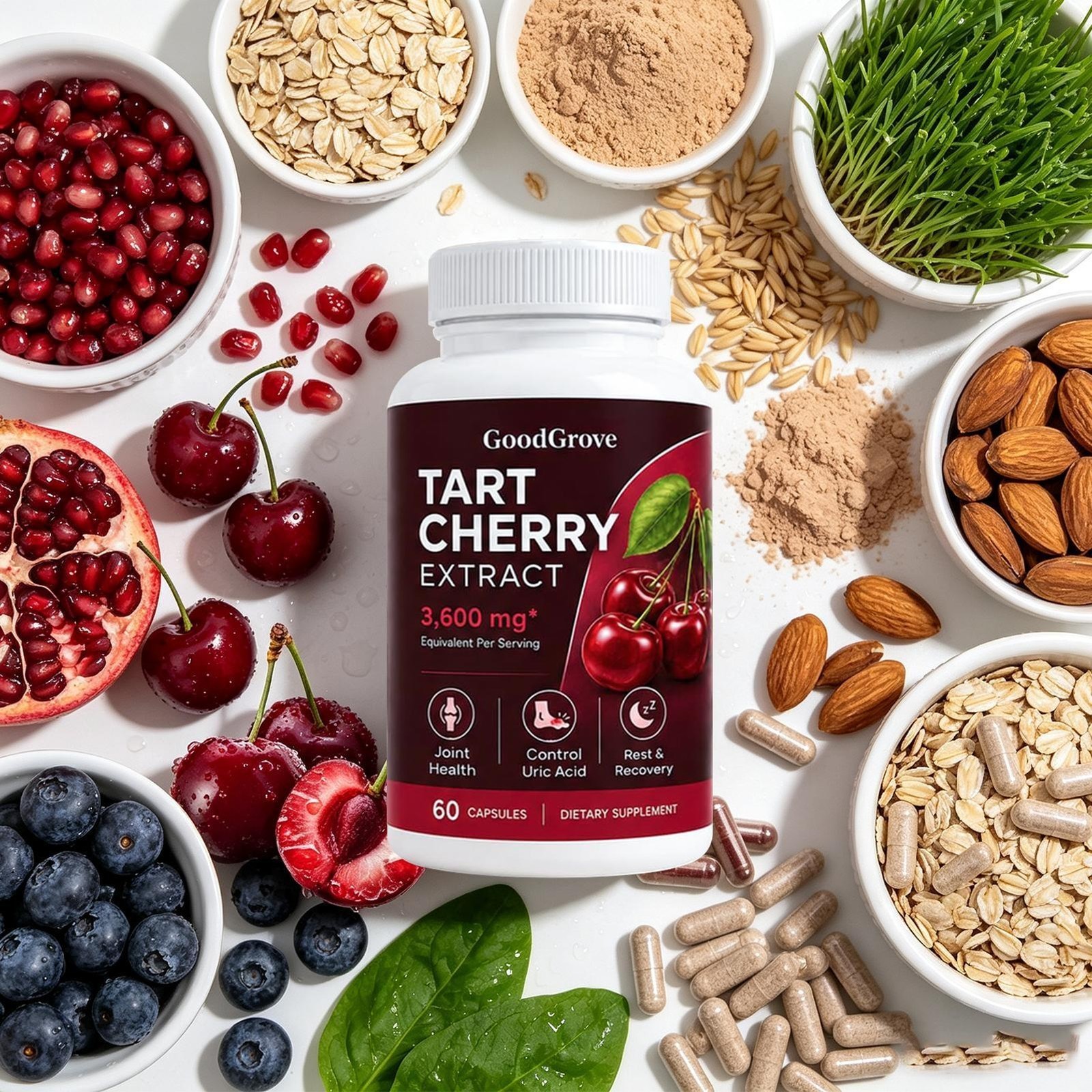 Good Grove Tart Cherry Extract,Goodgrove Tart Cherry Cold Extracted,60 Capsules