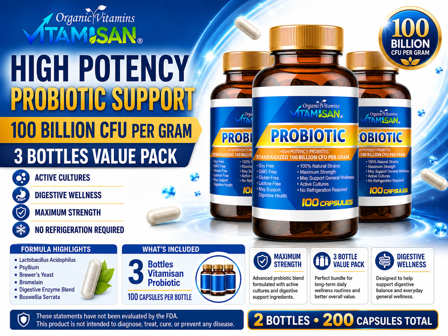 200 ULTRA PROBIOTIC 100 Billion CFUs NOW ULTIMATE FLORA PRIMAL NATURES ORGANIC V