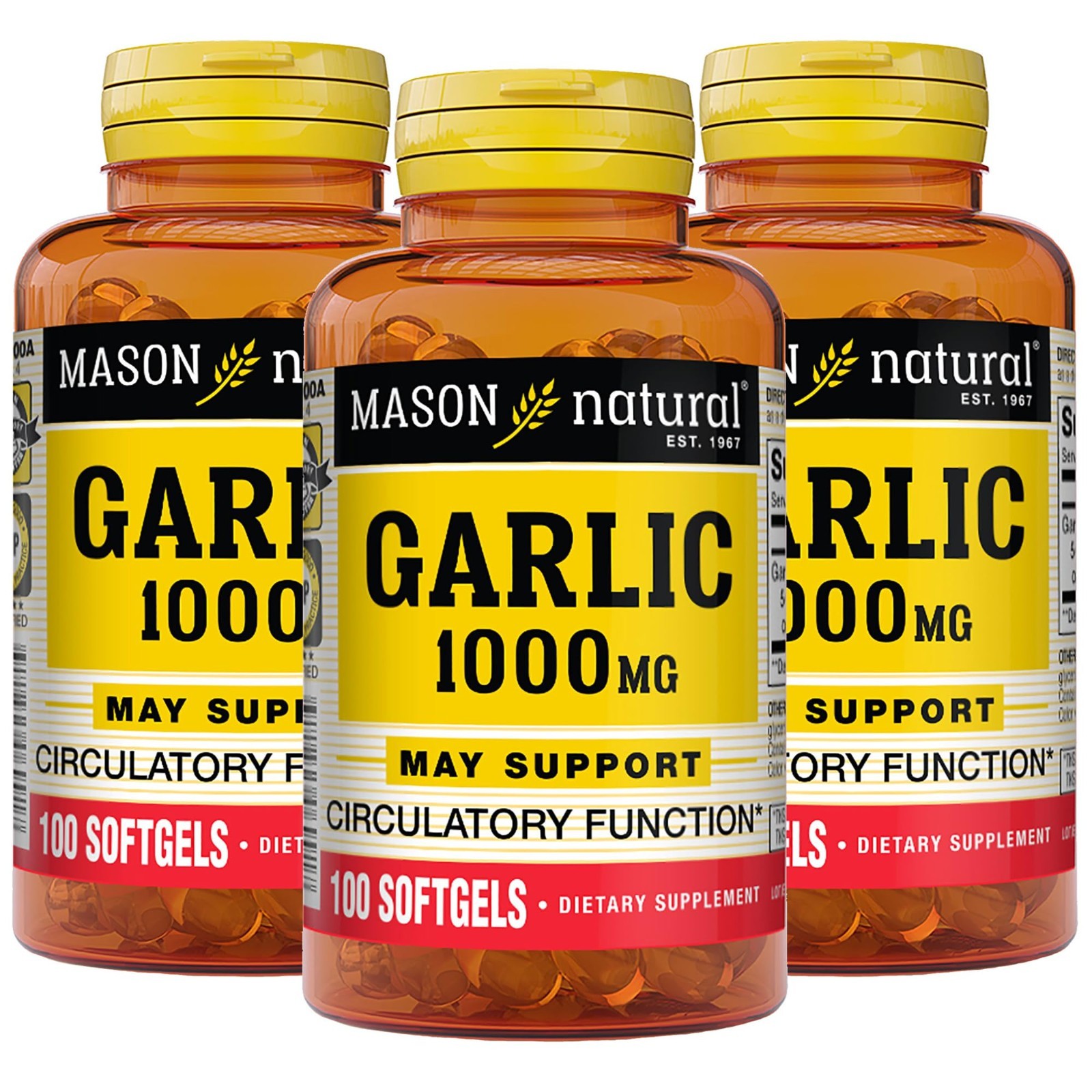 Garlic Oil Softgels 300 Count – Supports Circulatory Health, 3 Pack Supply