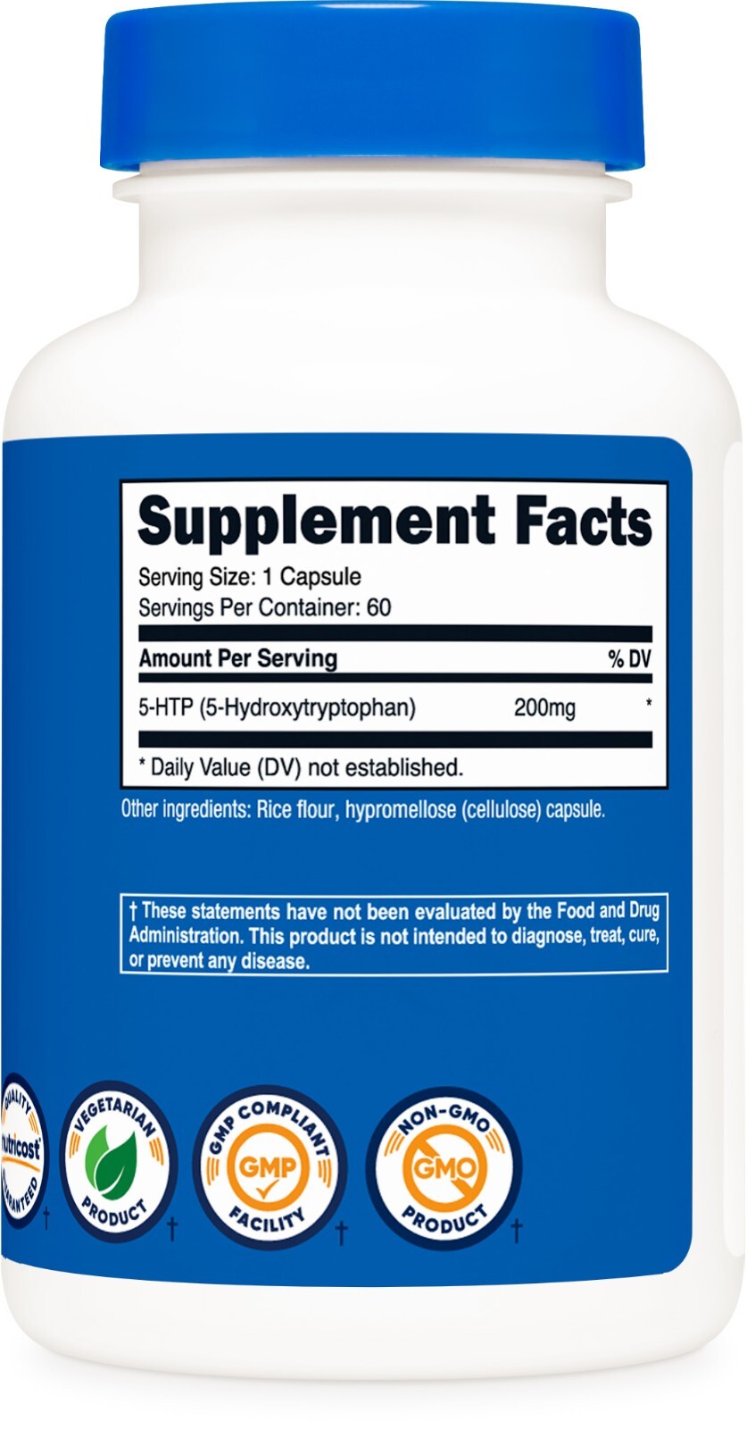 Nutricost 5-HTP 200mg, 60 Capsules (5-Hydroxytryptophan) – Gluten Free, Non-GMO