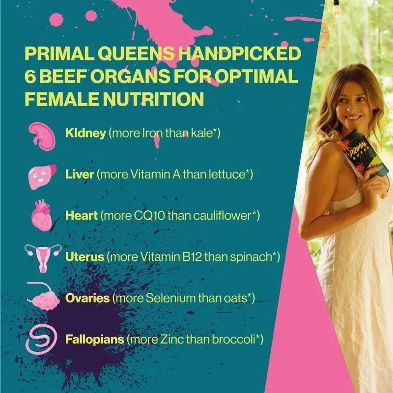 3PCS Primal Queen Supplement for Women 60 CountsBeef Organ Free Shipping !