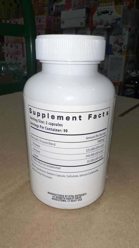 Vital Nutrients Pancreatic Enzymes 180 Capsules Digestive Support – Pack of 3