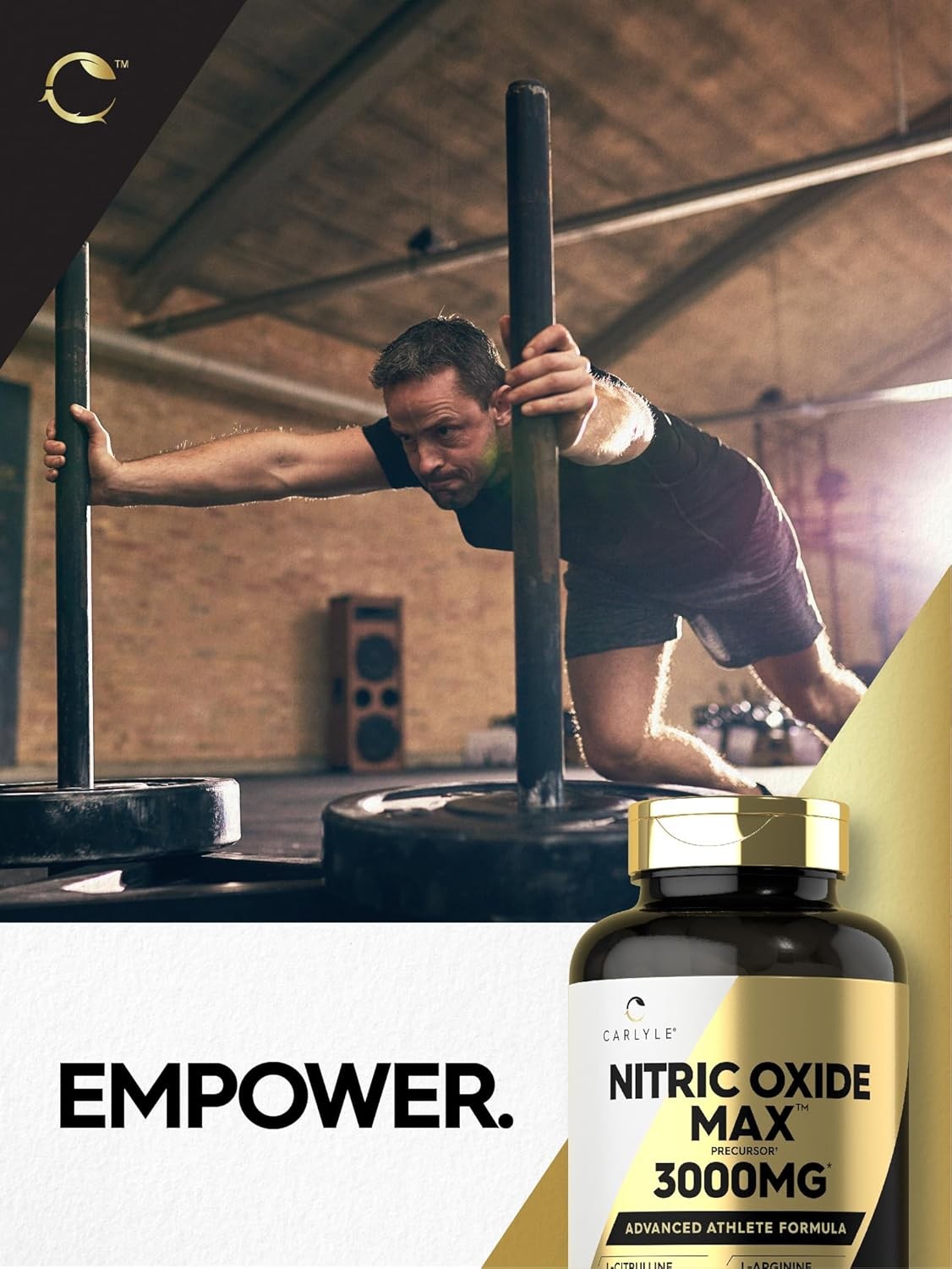 Nitric Oxide Supplement 3000mg 120 Caps Pre-Workout with L-Arginine L-Citrulline