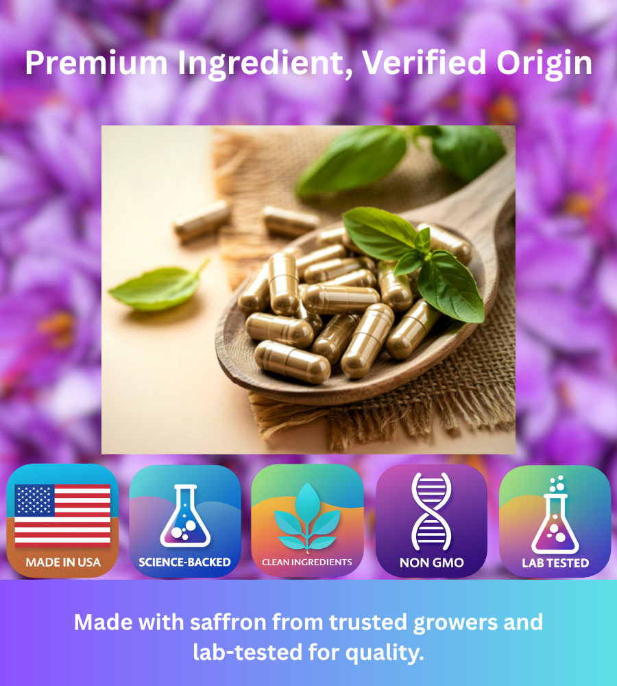 PrimoNourish Saffron Extract Supplement for Mood & Focus, 120 Capsules