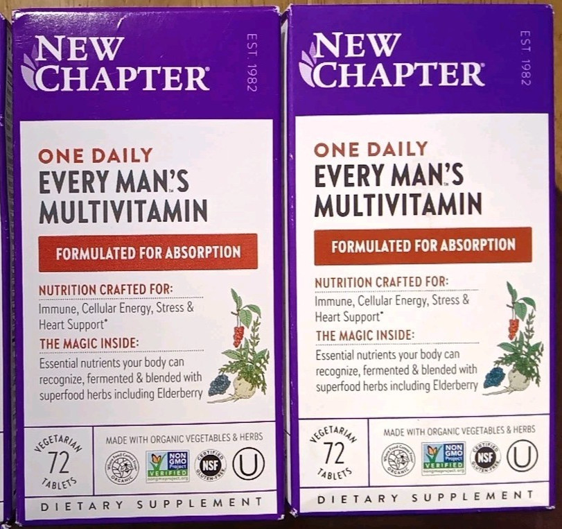 LOT 2 NEW CHAPTER ONE DAILY EVERY MAN’S MULTIVITAMIN SUPPLEMENT 72 X2 144 TABLET