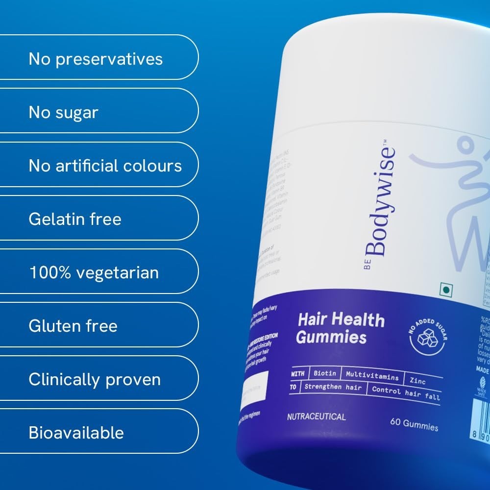 Be Body.wise Biotin Hair Gummies 60 Count Pack of 3
