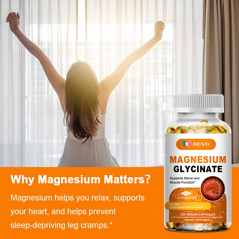 Magnesium Glycinate 400mg 360 Capsules For Sleep Stress Relief Support Bone Lot